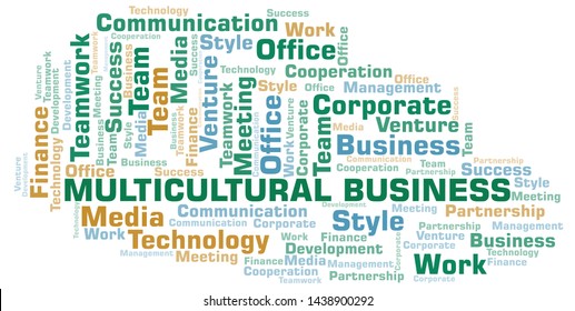 Multicultural Business word cloud. Collage made with text only.