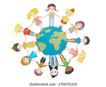 multicultural children on planet earth, cultural diversity, traditional folk costumes