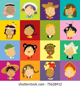 multicultural children of the world vector illustration