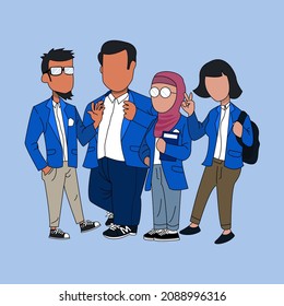 estudiante universitario multicultural con variación azul	
