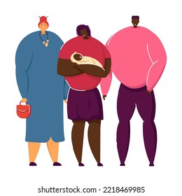 Multicultural Community Members. Family With Kids, Diverse Multinational Crowd Of Old And Young People Standing Together. Vector Illustration For Civil Society, Diversity, Inclusion Concept