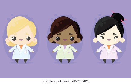 Multicultural cute medics