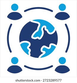 Multikultureller flacher blauer Symbolstil