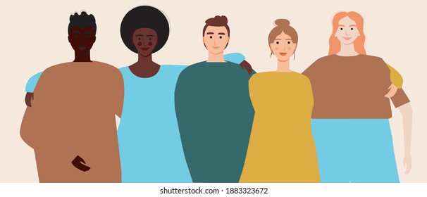 Multicultural Friends People Different Skin Color Stock Vector (Royalty ...