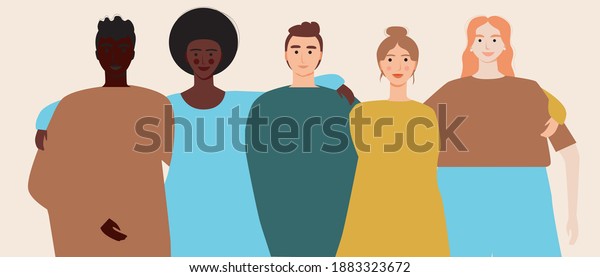 Multicultural Friends People Different Skin Color Stock Vector (royalty 