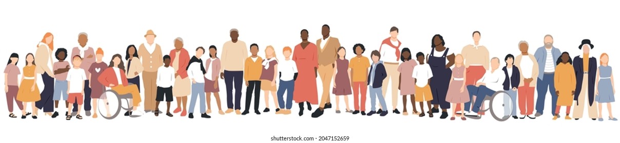 Multicultural group. Flat vector illustration.