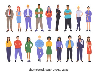 Multicultural group of people. People of different races and cultures. Cartoon characters set in flat design style. Vector illustration