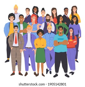 Multicultural Group Of People. People Of Different Races And Cultures. Cartoon Characters Set In Flat Design Style. Vector Illustration