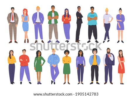 Multicultural group of people. People of different races and cultures. Cartoon characters set in flat design style. Vector illustration