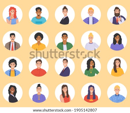 Multicultural group of people. People of different races and cultures. Cartoon characters set in flat design style. Vector illustration