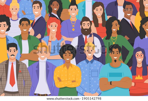 Multicultural Group People People Different Races Stock Vector (Royalty ...