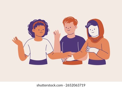 Multikulturelle Gruppe von Menschen steht zusammen Team Illustration