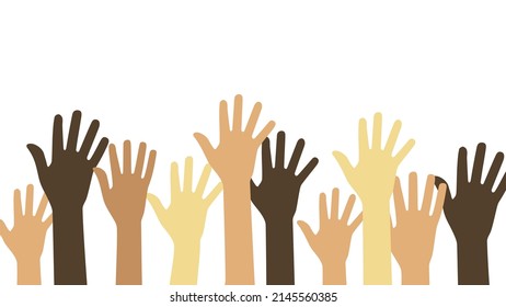 Multicultural hands. Flat style. Vector editable