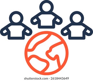 Multicultural Icon Color Line Vector Illustration