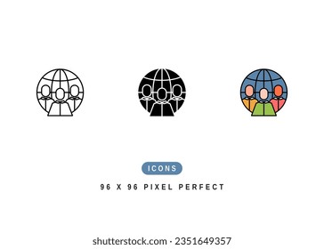 Multicultural Icon. People Diversity Group Symbol Stock Illustration. Vector Line Icons For UI Web Design And Presentation