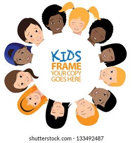 Multicultural Kids Background Circular Frame. EPS 8 vector, grouped for easy editing. No open shapes or paths.
