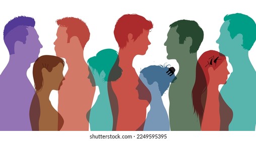 Multicultural multi-ethnic men women and girls. Group of diversity people.