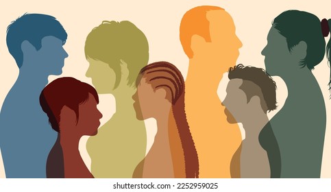 Multicultural multi-ethnic men women and girls. Group of diversity people. Flat vector illustration