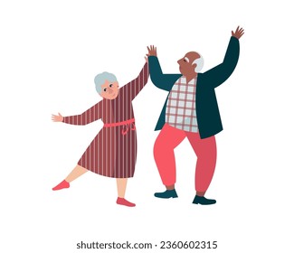 Multicultural old men and women spending time, having fun and rest. Concept of happy retirement. Recreation and active life for seniors. Flat vector illustration in yellow and orange colors