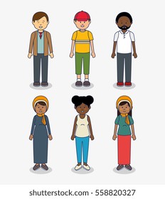 multicultural people avatars icon