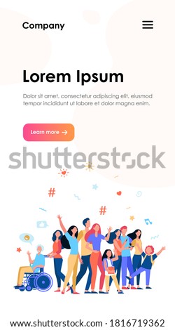 Multicultural people standing together isolated flat vector illustration. Cartoon diverse characters of multinational community members. Society and public concept