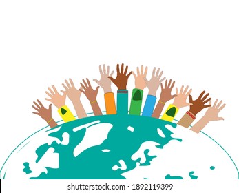 
Multicultural planet. The unity of different people. Vector