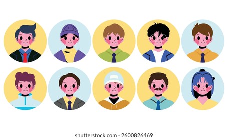 Multicultural Profile Icons of Young Men and Women