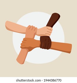 multicultural stage hand together as one