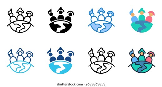 Multikulturalismus-Icon-Set mehrere Stilkollektion 
