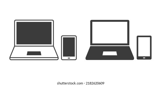 Multi-device screen of smartphone and laptop. Illustration icon material