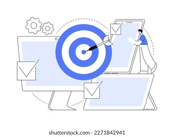 Multi-device targeting abstract concept vector illustration. Cross-device tracking and targeting, multi-device marketing, cross-screen consumer trends, channel optimization abstract metaphor.