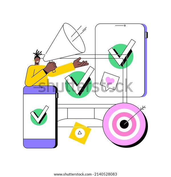 Multi-device targeting abstract concept vector\
illustration. Cross-device tracking and targeting, multi-device\
marketing, cross-screen consumer trends, channel optimization\
abstract\
metaphor.