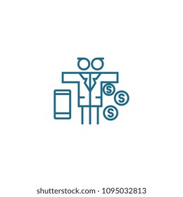 Multidimensional business linear icon concept. Multidimensional business line vector sign, symbol, illustration.