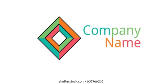 Multidimensional geometric logo of four colors, for business