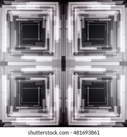 Multidimensional squares. Vector Regular Texture. Seamless Square and Stripe Pattern. Abstract Monochrome Background.