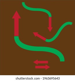 Multi-directional arrow icon design with circle in the middle. Suitable for wallpaper, stickers, additional elements
