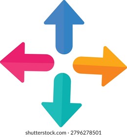 Multidirectional arrows navigation concept flat vector illustration.
