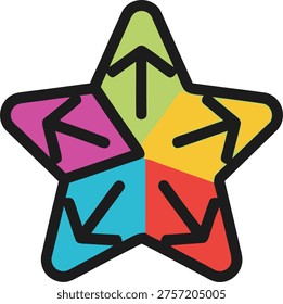 Multidirectional Decision Framework Illustrated By Colorful Star Paths