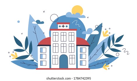 Multidisciplinary hospital concept, online healthcare clinic visit first aid planner website concept. Medical staff and online medical help app or website.