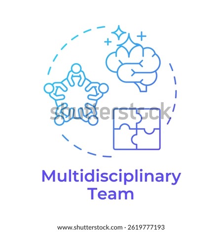 Multidisciplinary team blue gradient concept icon. Brainstorm, teamwork. Creative thinking. Round shape line illustration. Abstract idea. Graphic design. Easy to use in infographic, presentation