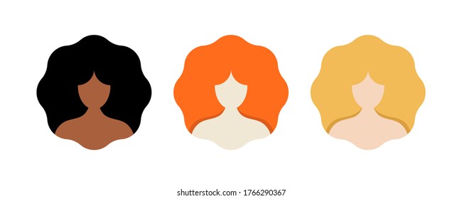 Multi-ethnic beautiful woman's face silhouette. Different ethnicity women logo