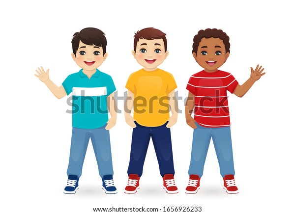 Multiethnic Boy Friends Three Different Male Stock Vector (Royalty Free ...