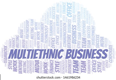 Multiethnic Business word cloud. Collage made with text only.
