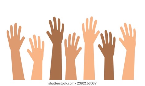 Multiethnic Diverse Hands Raised Up