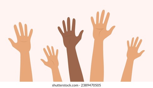 Multiethnic Diverse Hands Raised Up