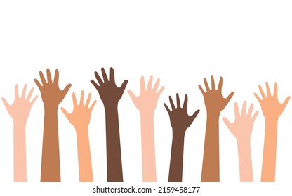 Multiethnic Diverse Hands Raised Charity Crowd Stock Vector (Royalty ...