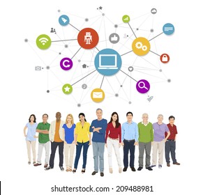 Multi-Ethnic Group of People and Connection Concepts