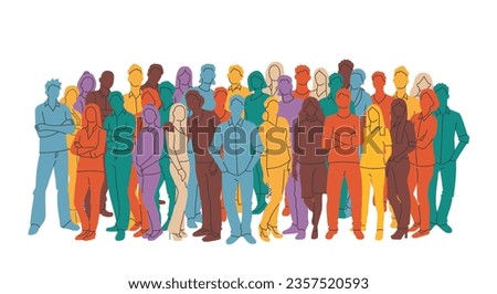 Multiethnic group of people. Society, multicultural community portrait and citizens. Vector illustration.
