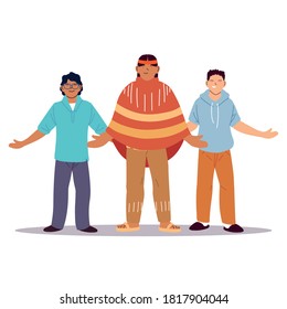 grupo multiétnico de personas unidas, diversidad o multiculturalismo diseño de ilustraciones vectoriales