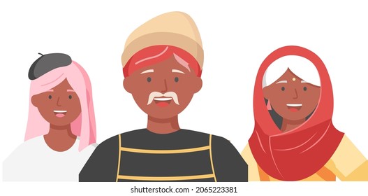 Grupo multiétnico de personas unidas, concepto de comunidad y unión, retrato de diversidad. Personajes hombres y mujeres mayores y jóvenes aislados en blanco. Diversidad social, amigos o parientes
